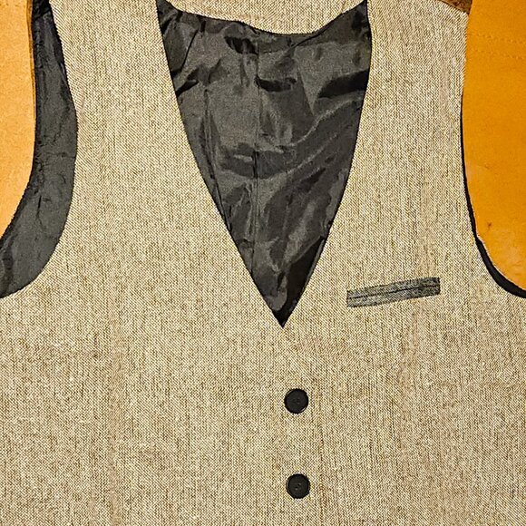 Men's Vest, Retro Vintage, Brown w/Satin lining (NEW NEVER WORN) - Picture 2 of 6